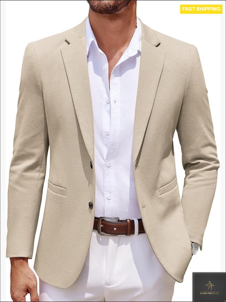 Slim Fit Knit Blazer Lightweight Sport Coat Classic Casual Business Wear